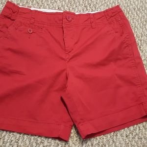 Red cotton dress shorts